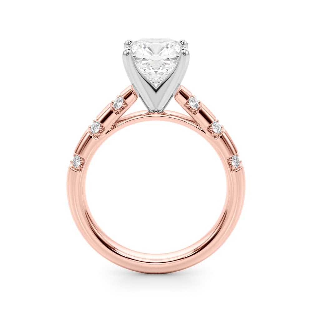Contemporary Catherdral Engagement Ring, style 51303, Side view in rose gold