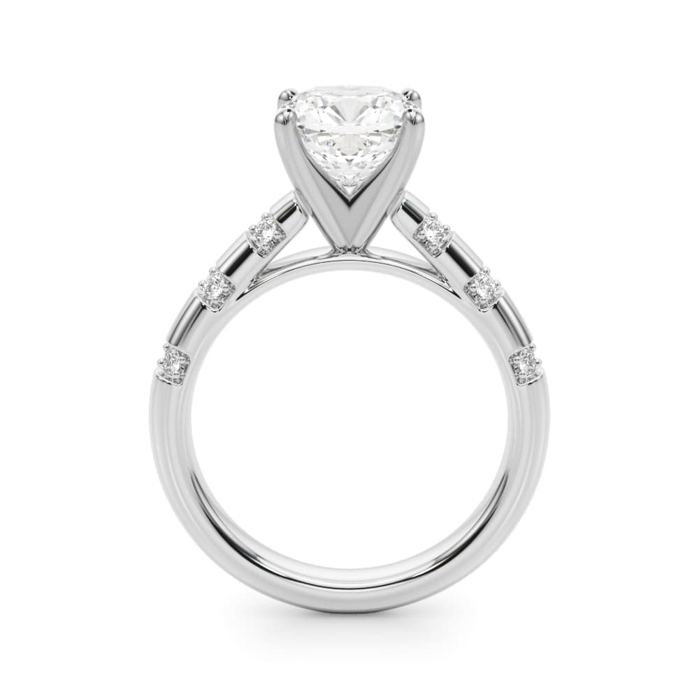 Contemporary Catherdral Engagement Ring, style 51303, Side view in white gold or platinum