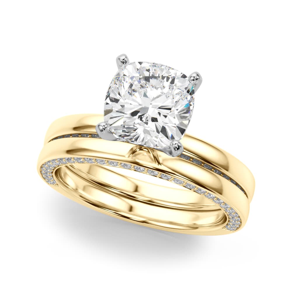Contemporary Engagement Ring, style 51304, On hand view in yellow gold