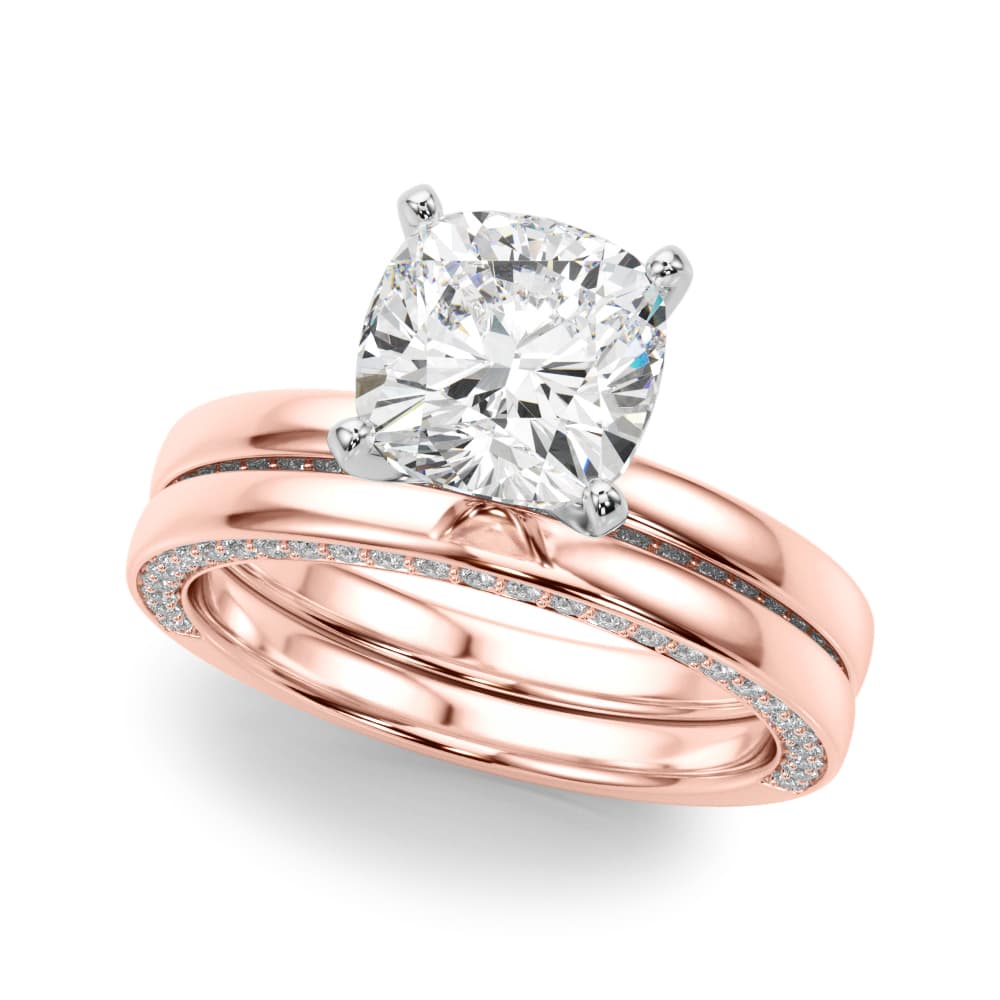 Contemporary Engagement Ring, style 51304, On hand view in rose gold