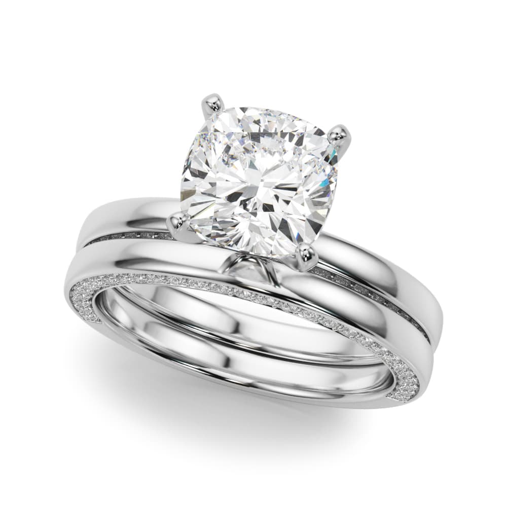 Contemporary Engagement Ring, style 51304, On hand view in white gold or platinum