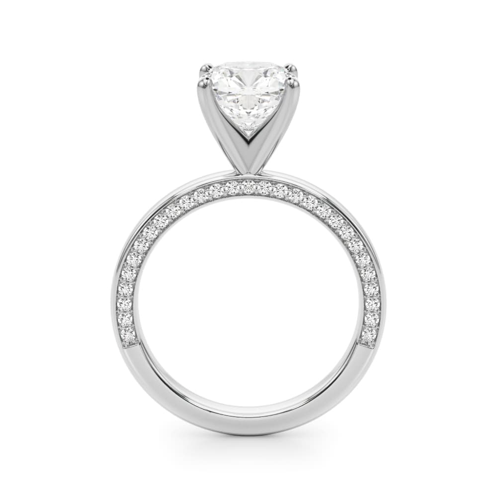Contemporary Engagement Ring, style 51304, Side view in white gold or platinum