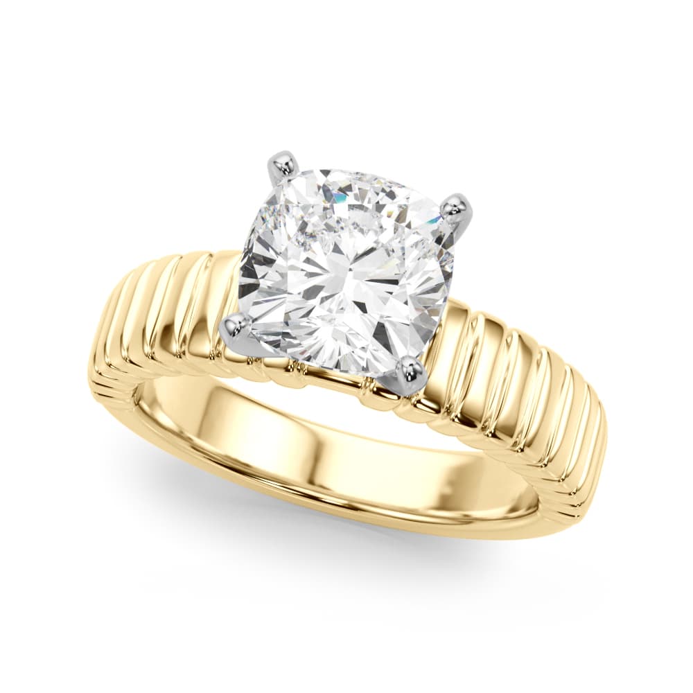 Textured Solitaire Engagement Ring, style 51305, Front view in yellow gold