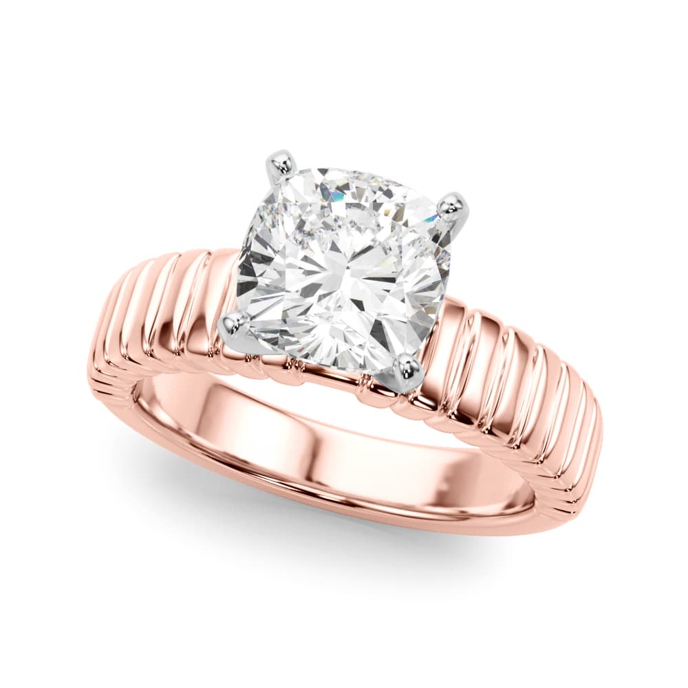 Textured Solitaire Engagement Ring, style 51305, Front view in rose gold