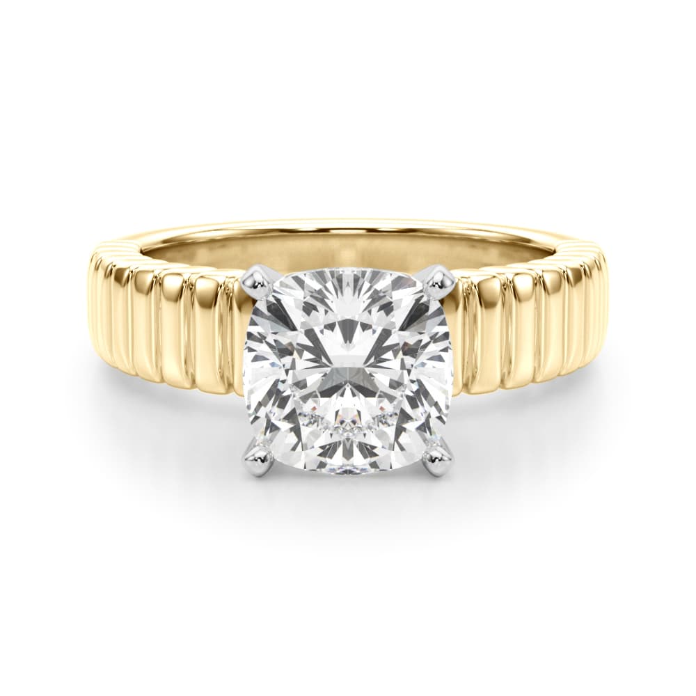 Textured Solitaire Engagement Ring, style 51305, Angle view in yellow gold