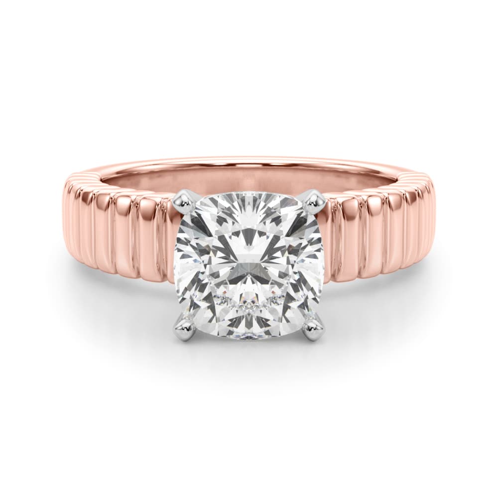 Textured Solitaire Engagement Ring, style 51305, Angle view in rose gold
