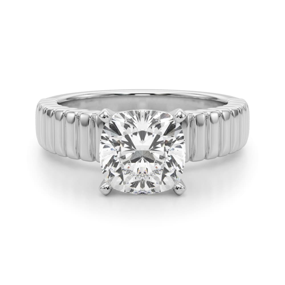 Textured Solitaire Engagement Ring, style 51305, Angle view in white gold or platinum