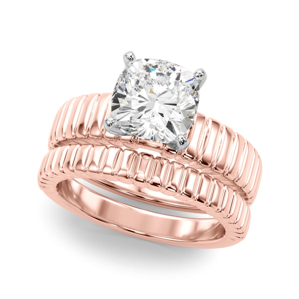 Textured Solitaire Engagement Ring, style 51305, On hand view in rose gold