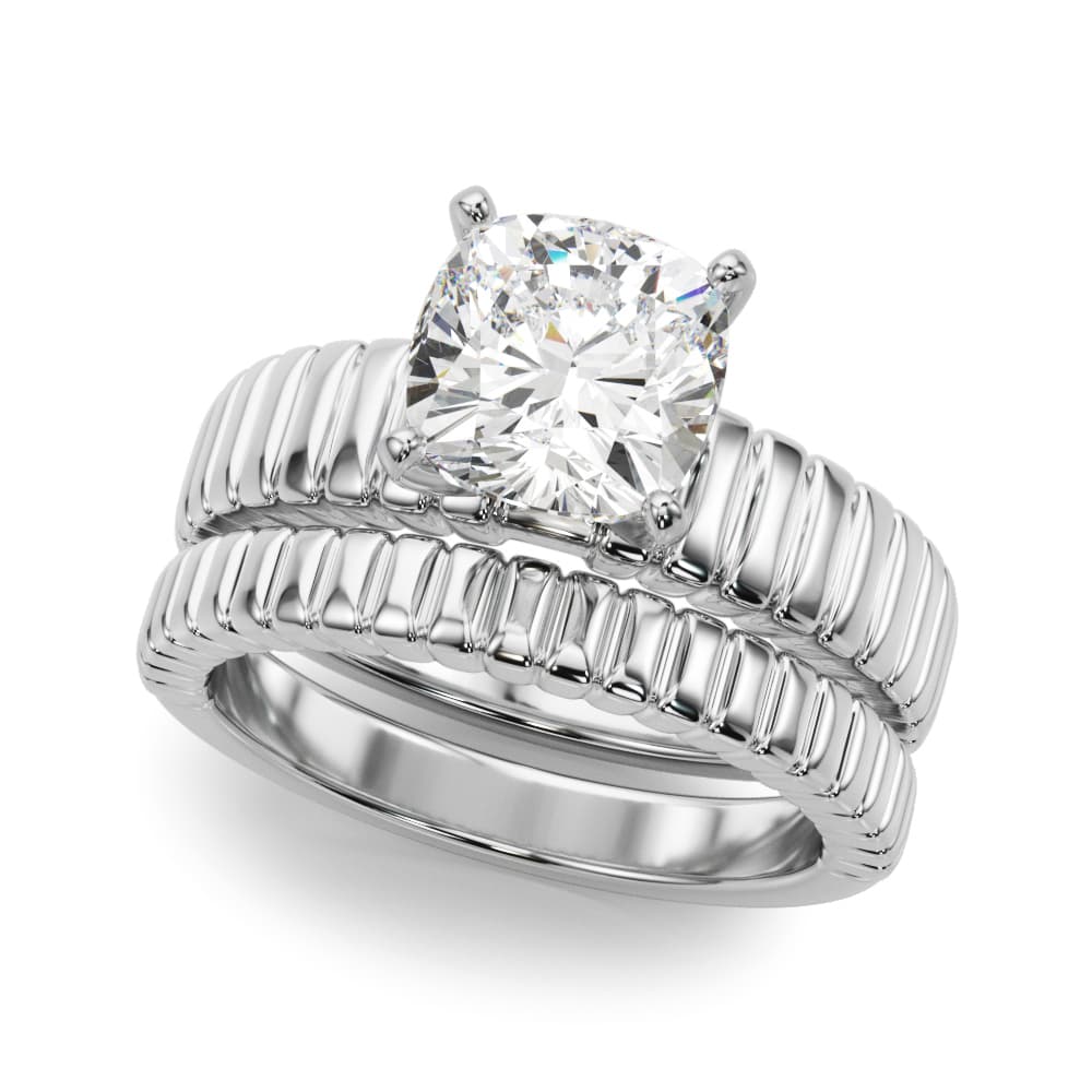 Textured Solitaire Engagement Ring, style 51305, On hand view in white gold or platinum