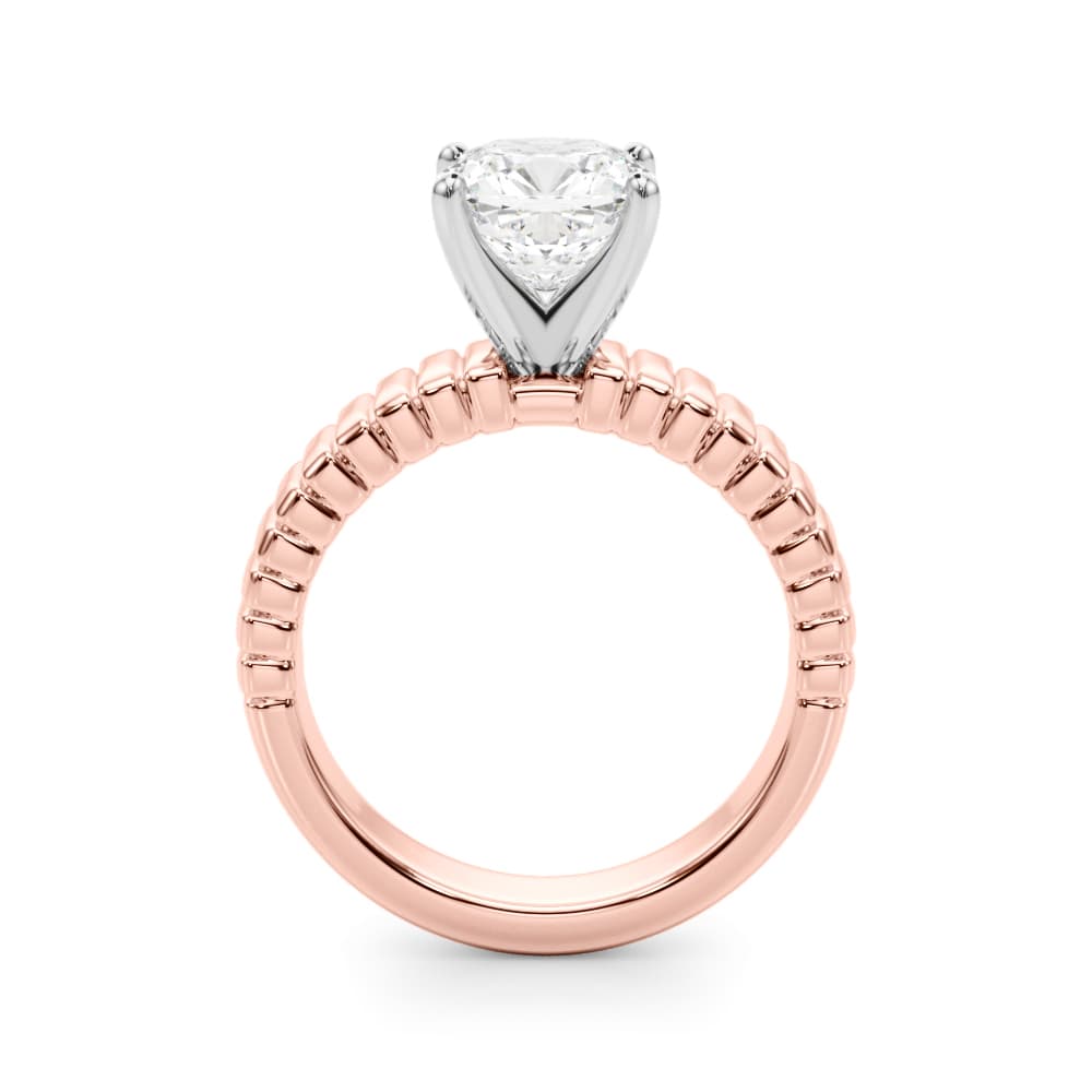 Textured Solitaire Engagement Ring, style 51305, Side view in rose gold