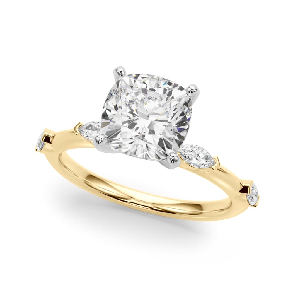 Contemporary Engagement Ring, style 51306, Front view in yellow gold