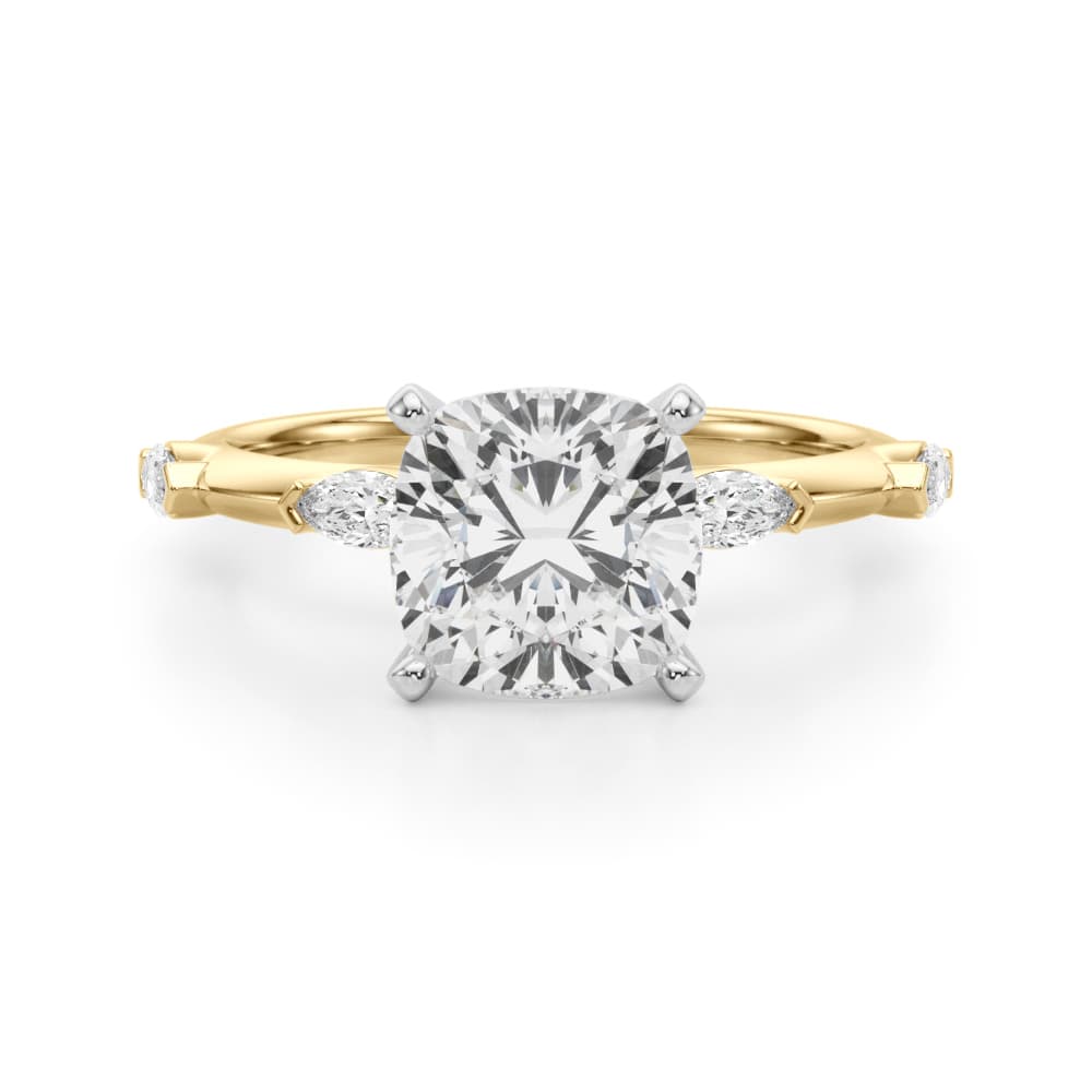 Contemporary Engagement Ring, style 51306, Angle view in yellow gold