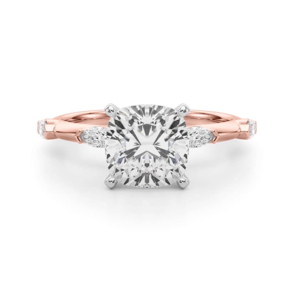 Contemporary Engagement Ring, style 51306, Angle view in rose gold