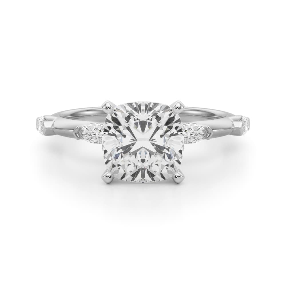 Contemporary Engagement Ring, style 51306, Angle view in white gold or platinum