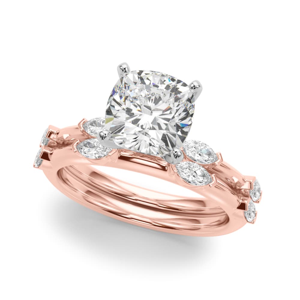 Contemporary Engagement Ring, style 51306, On hand view in rose gold