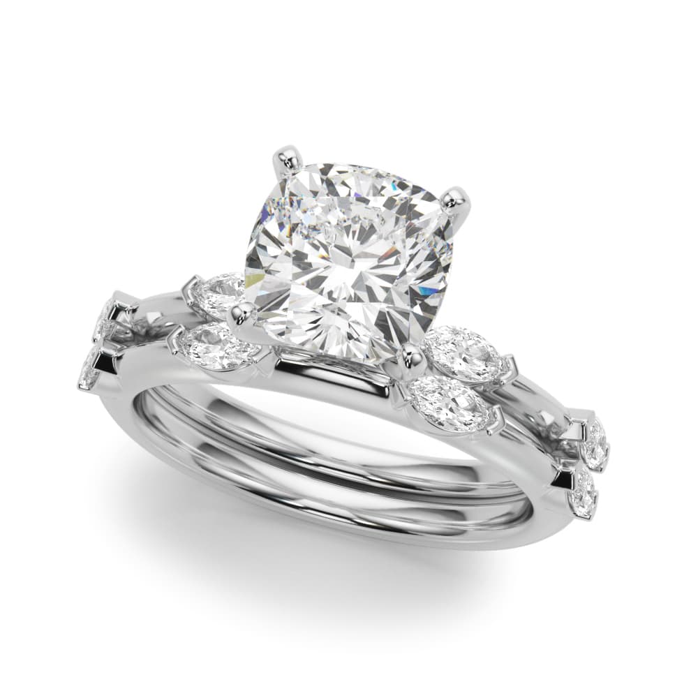 Contemporary Engagement Ring, style 51306, On hand view in white gold or platinum