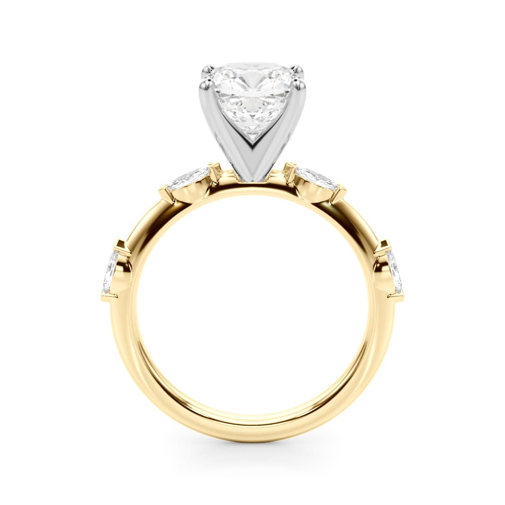 Contemporary Engagement Ring, style 51306, Side view in yellow gold