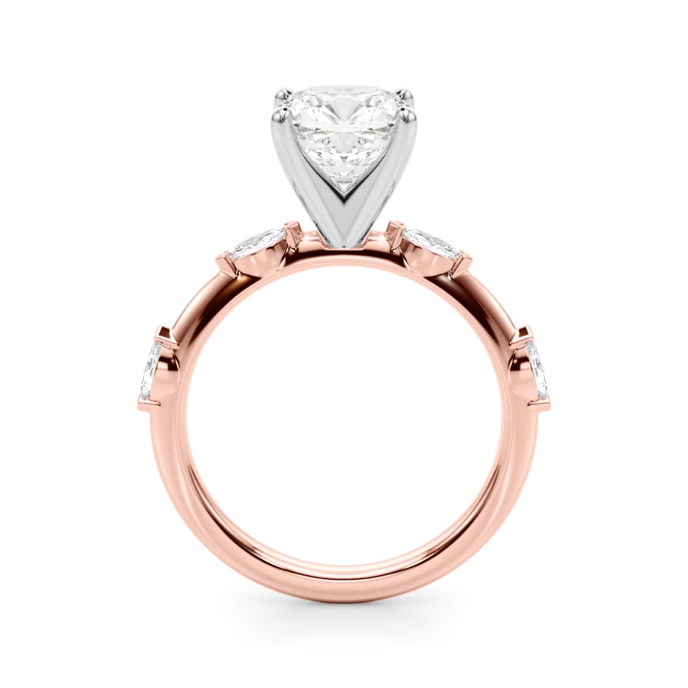 Contemporary Engagement Ring, style 51306, Side view in rose gold