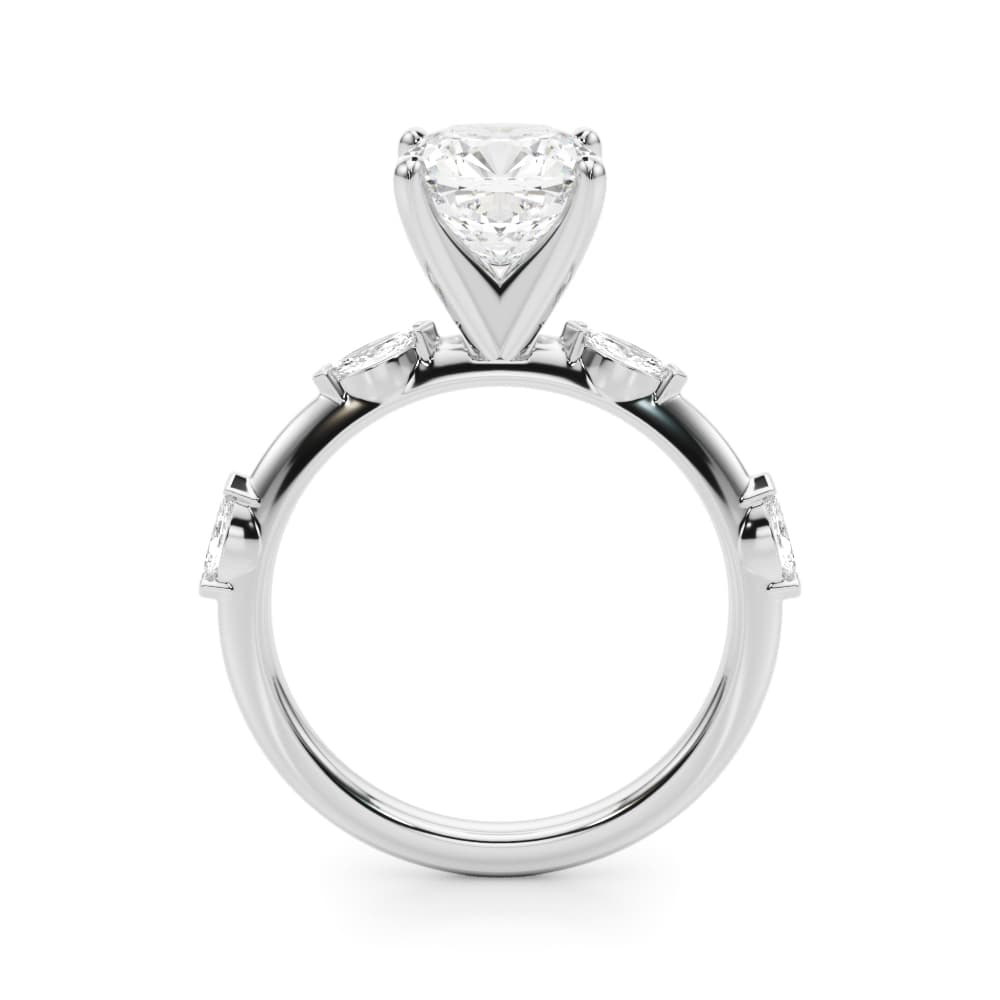 Contemporary Engagement Ring, style 51306, Side view in white gold or platinum