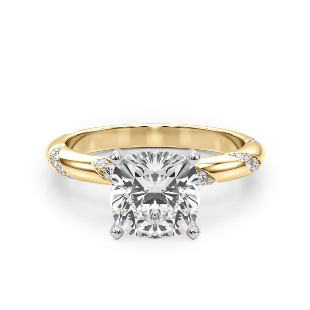 Contemporary Engagement Ring, style 51307, Angle view in yellow gold