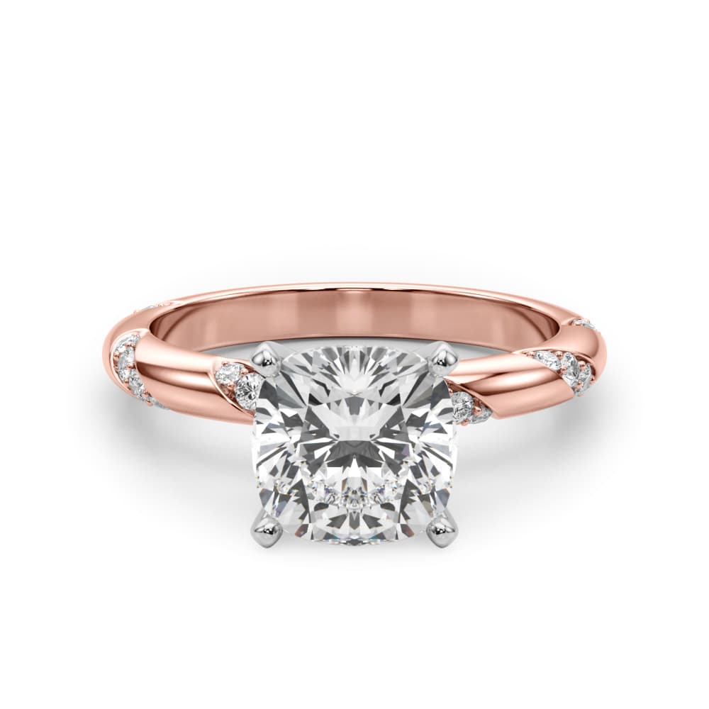 Contemporary Engagement Ring, style 51307, Angle view in rose gold