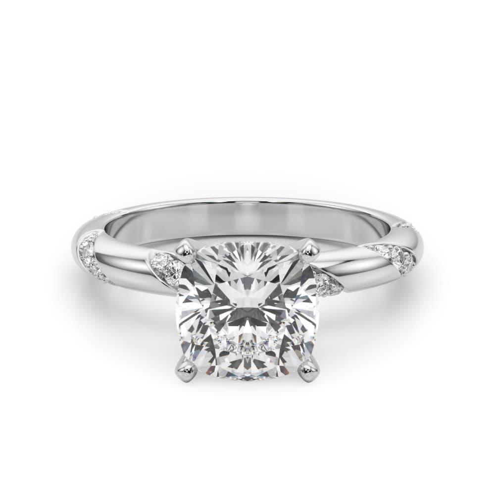 Contemporary Engagement Ring, style 51307, Angle view in white gold or platinum