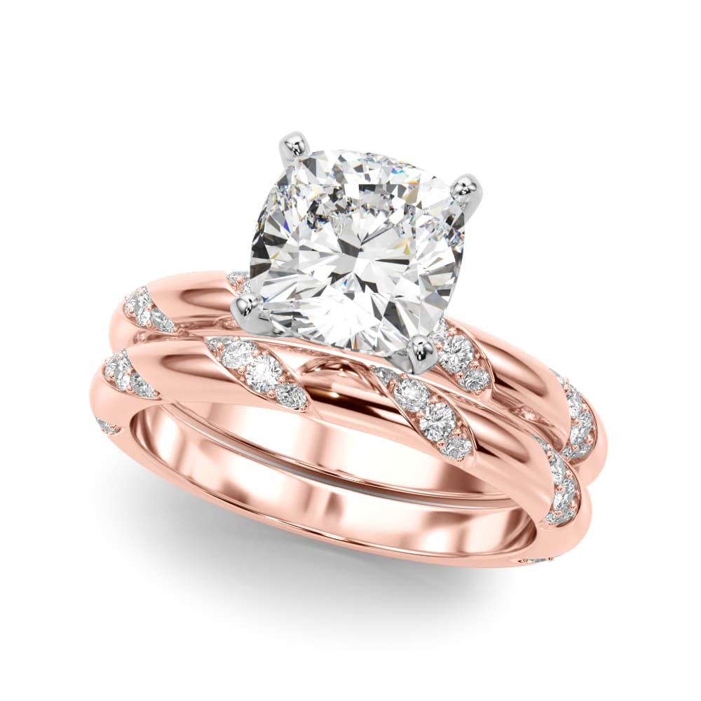 Contemporary Engagement Ring, style 51307, On hand view in rose gold