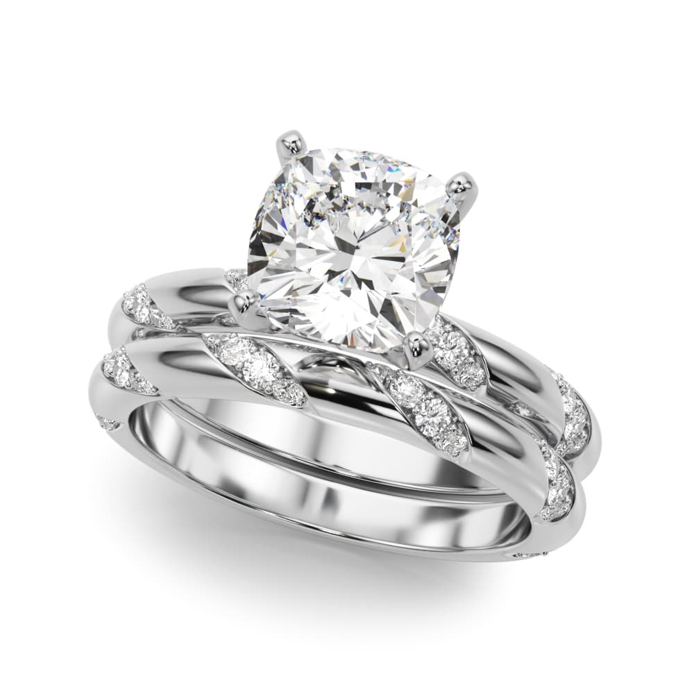 Contemporary Engagement Ring, style 51307, On hand view in white gold or platinum