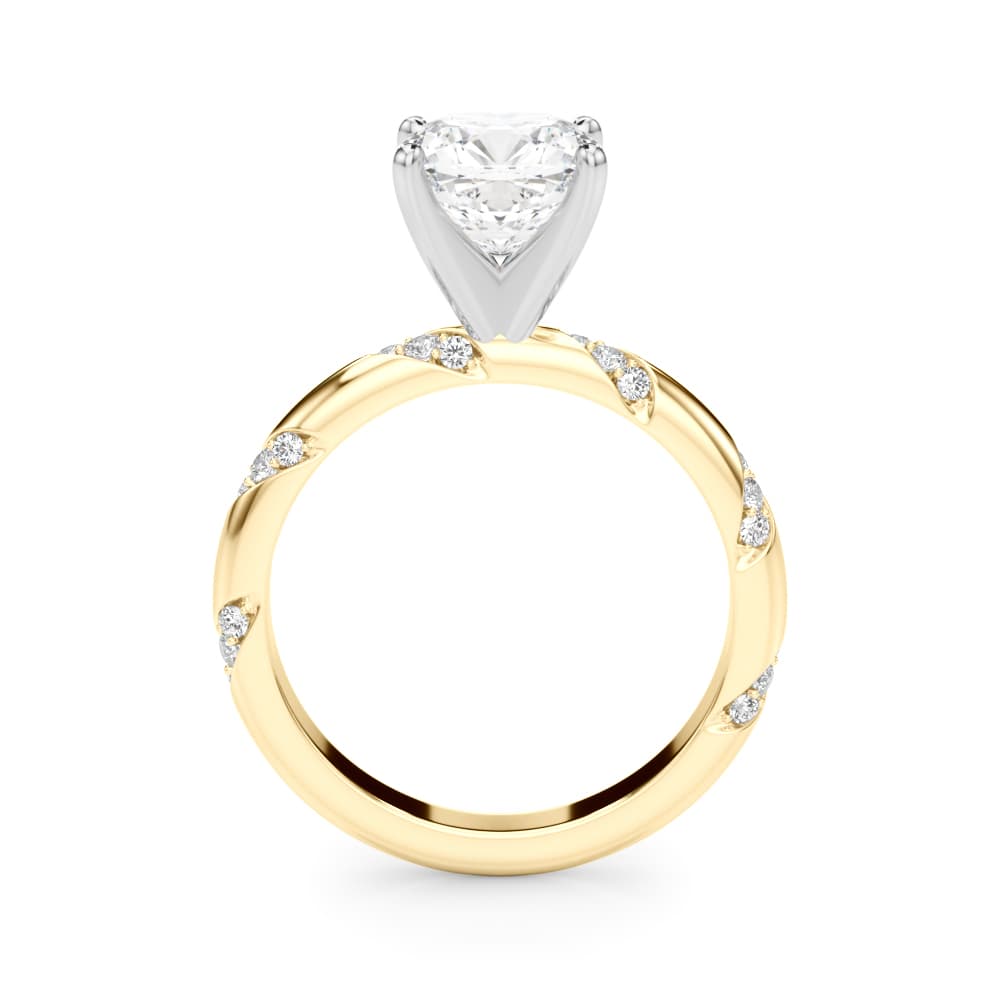 Contemporary Engagement Ring, style 51307, Side view in yellow gold