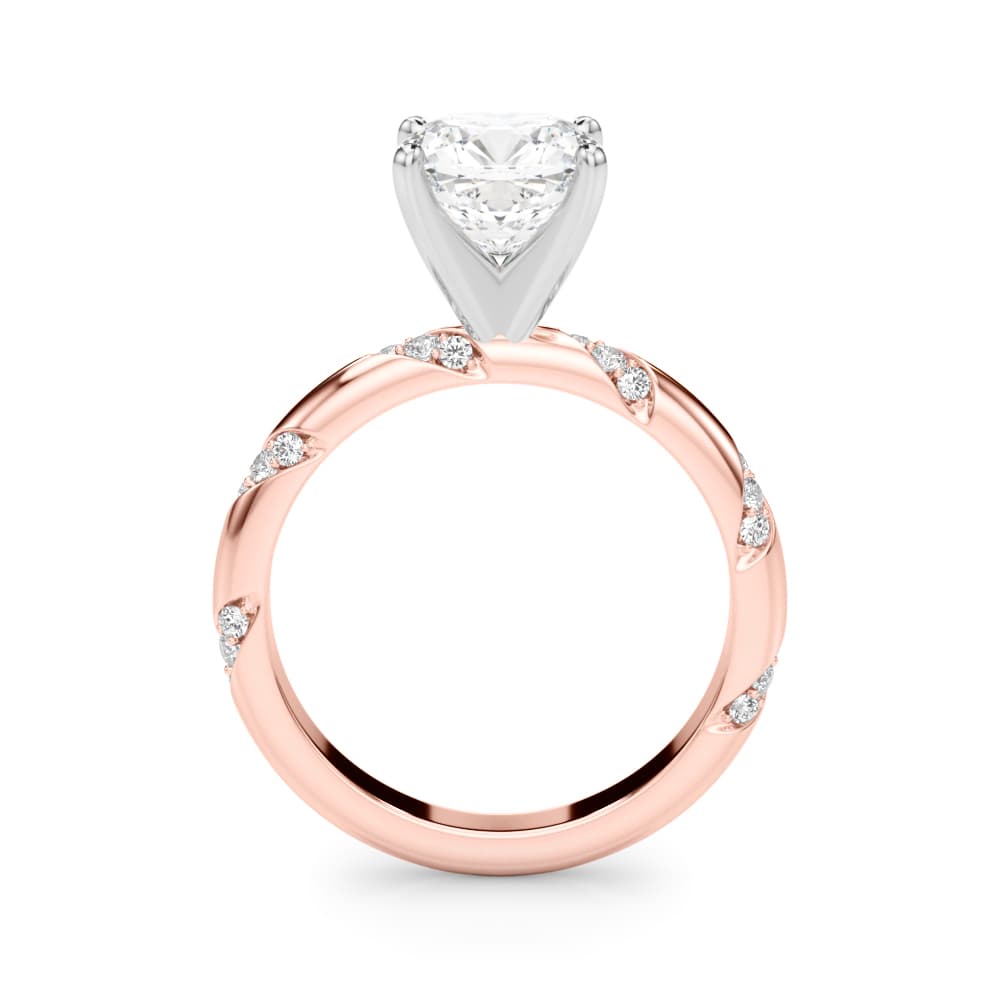 Contemporary Engagement Ring, style 51307, Side view in rose gold