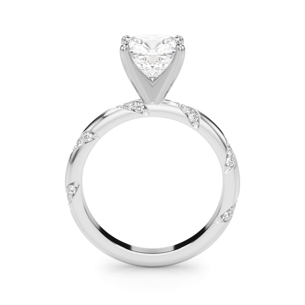 Contemporary Engagement Ring, style 51307, Side view in white gold or platinum