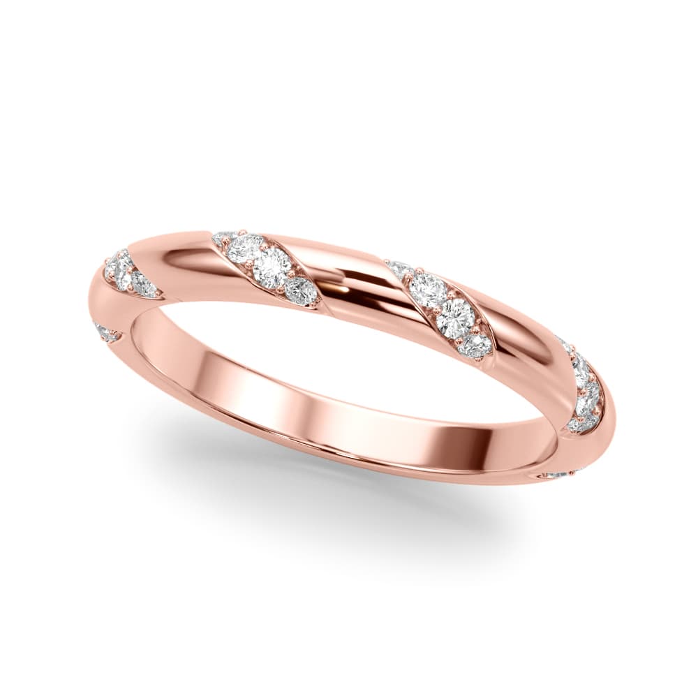 Diamond Accented Wedding Band (0.18 ct. tw.), Front view in rose gold