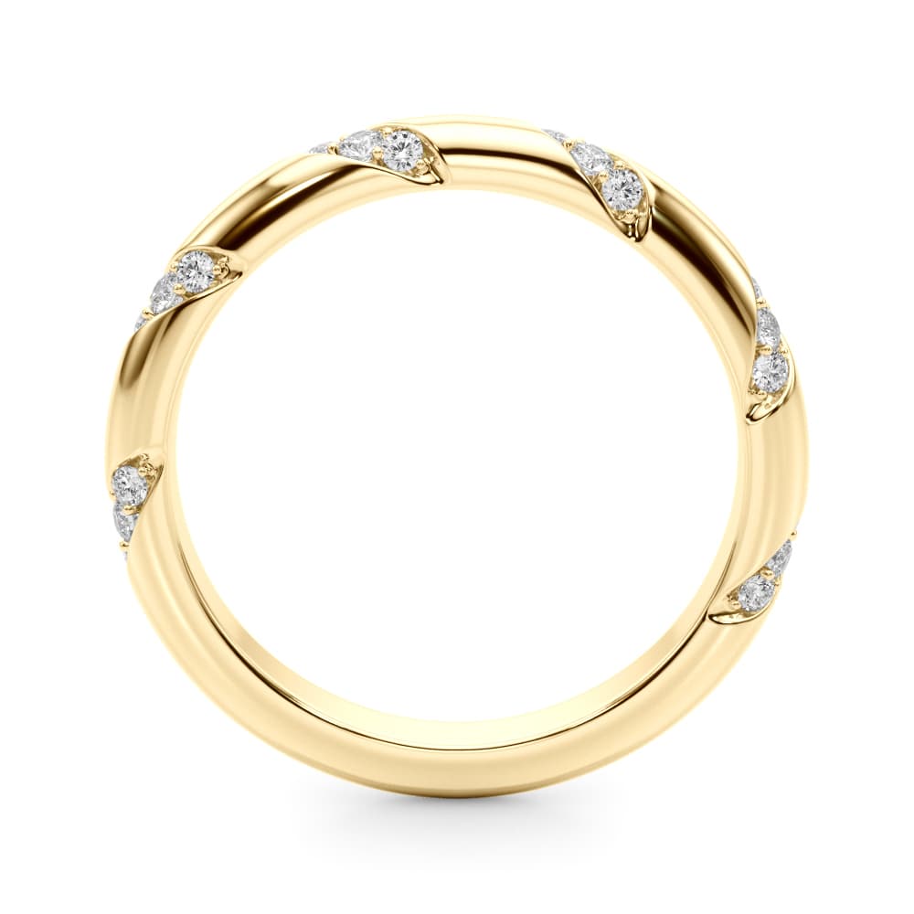 Diamond Accented Wedding Band (0.18 ct. tw.), Side view in yellow gold