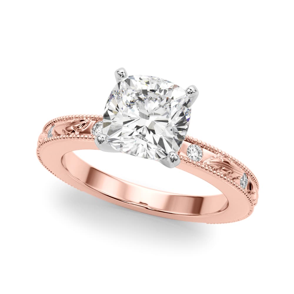 Vintage Inspired Engagement Ring, style 51308, Front view in rose gold