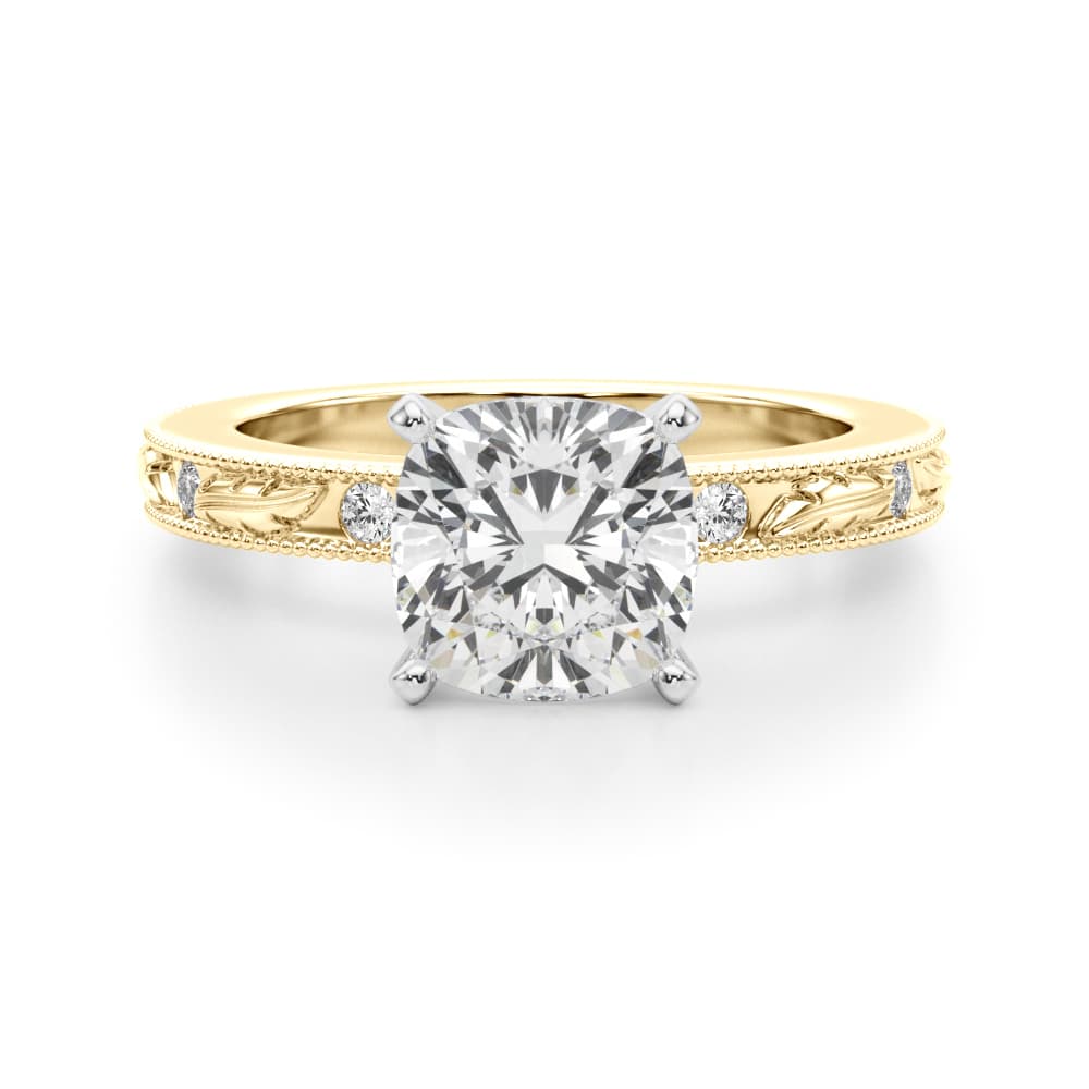 Vintage Inspired Engagement Ring, style 51308, Angle view in yellow gold