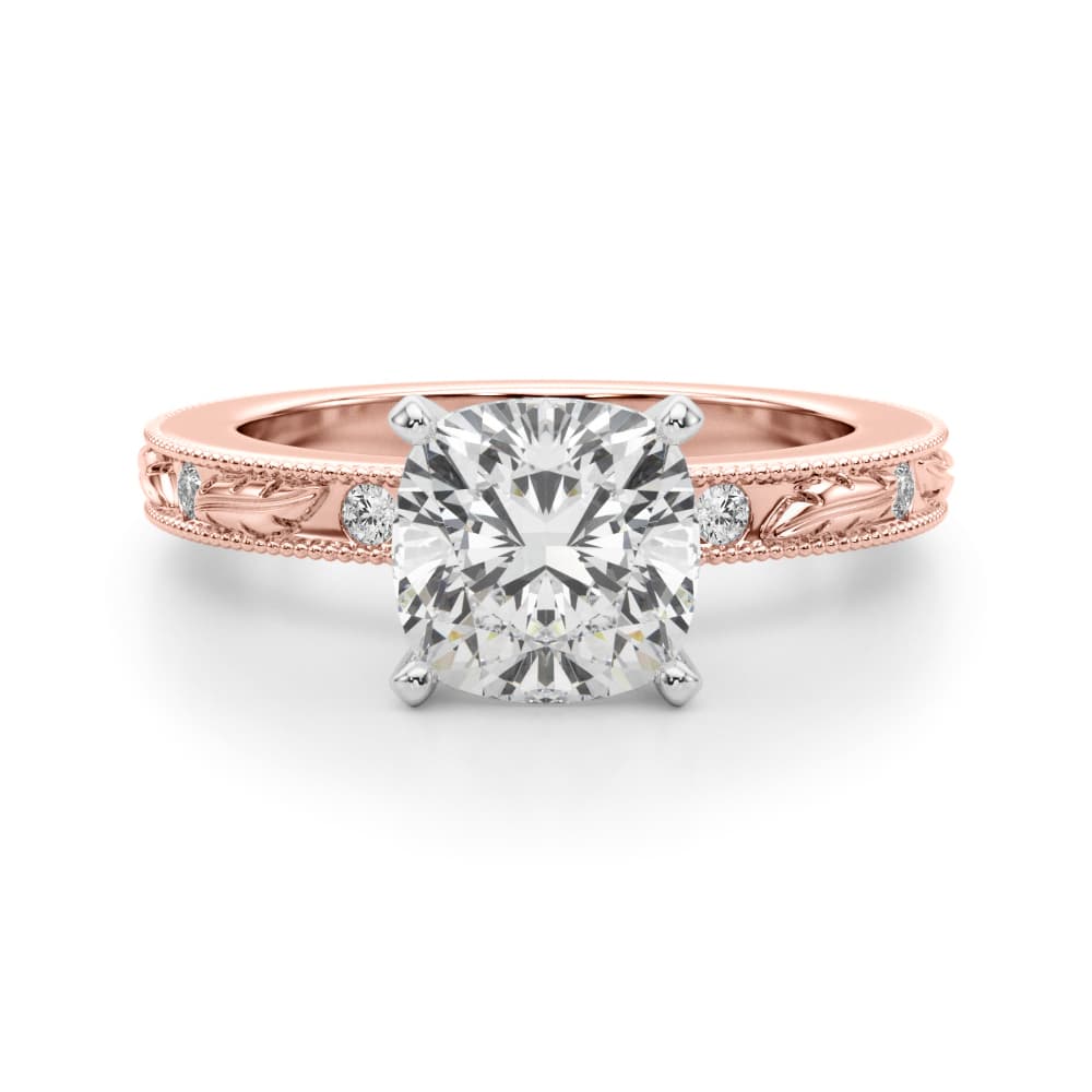 Vintage Inspired Engagement Ring, style 51308, Angle view in rose gold