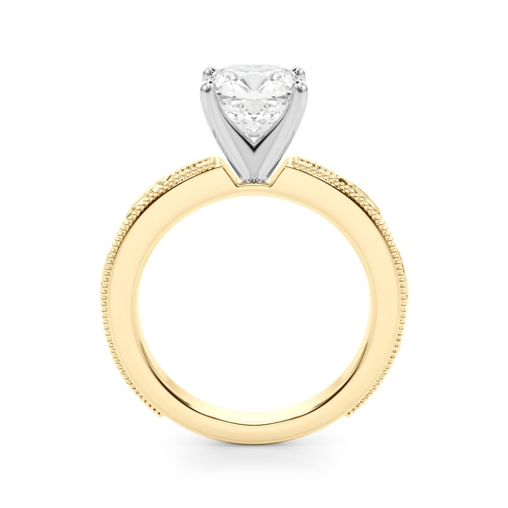Vintage Inspired Engagement Ring, style 51308, Side view in yellow gold