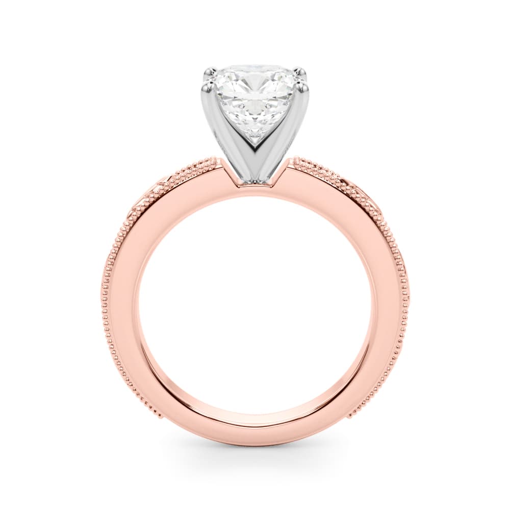 Vintage Inspired Engagement Ring, style 51308, Side view in rose gold