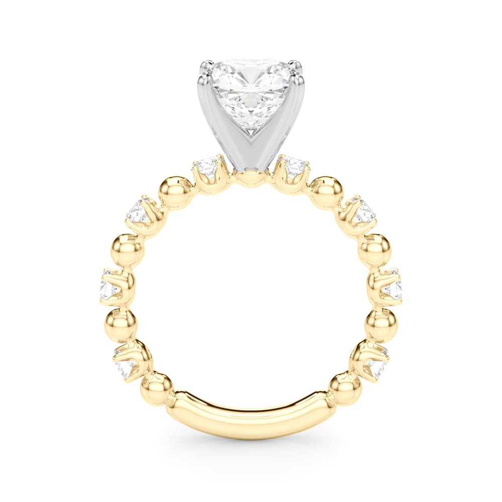 Alternating Bead & Diamond Engagement Ring, style 51309, Side view in yellow gold