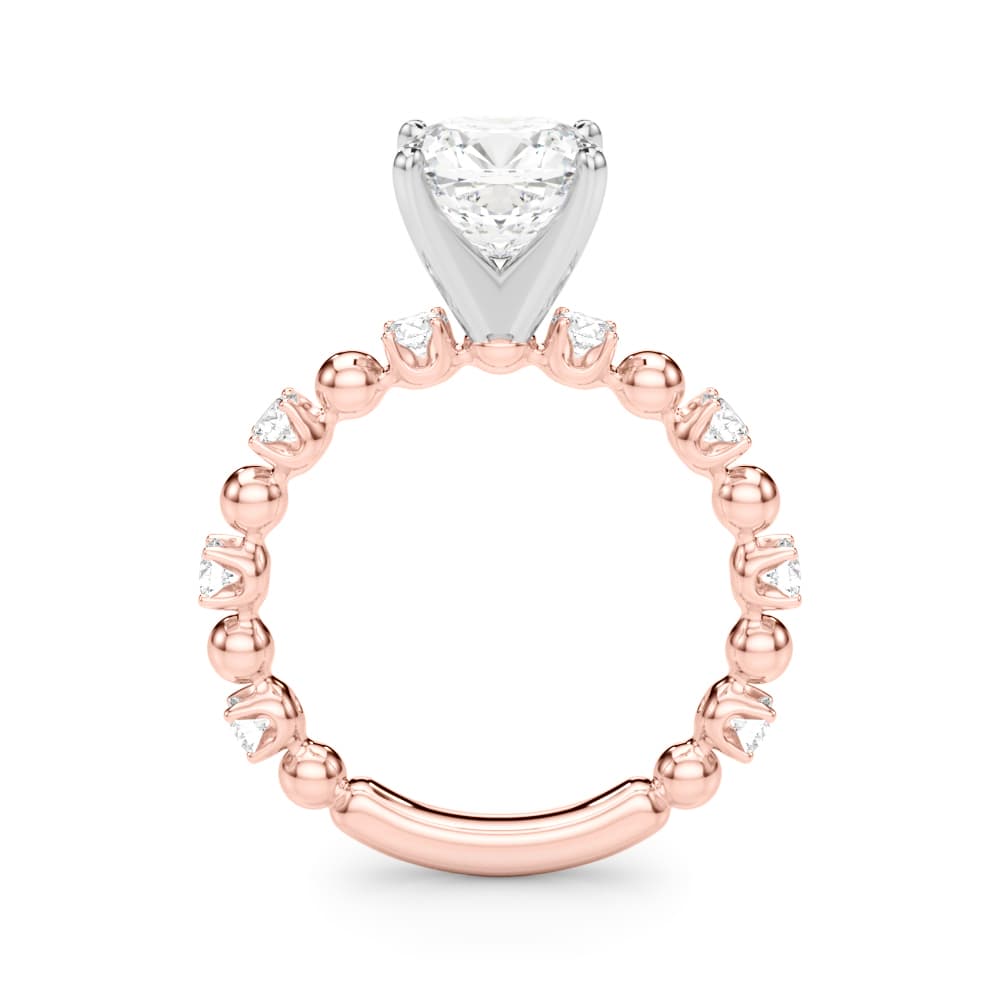 Alternating Bead & Diamond Engagement Ring, style 51309, Side view in rose gold