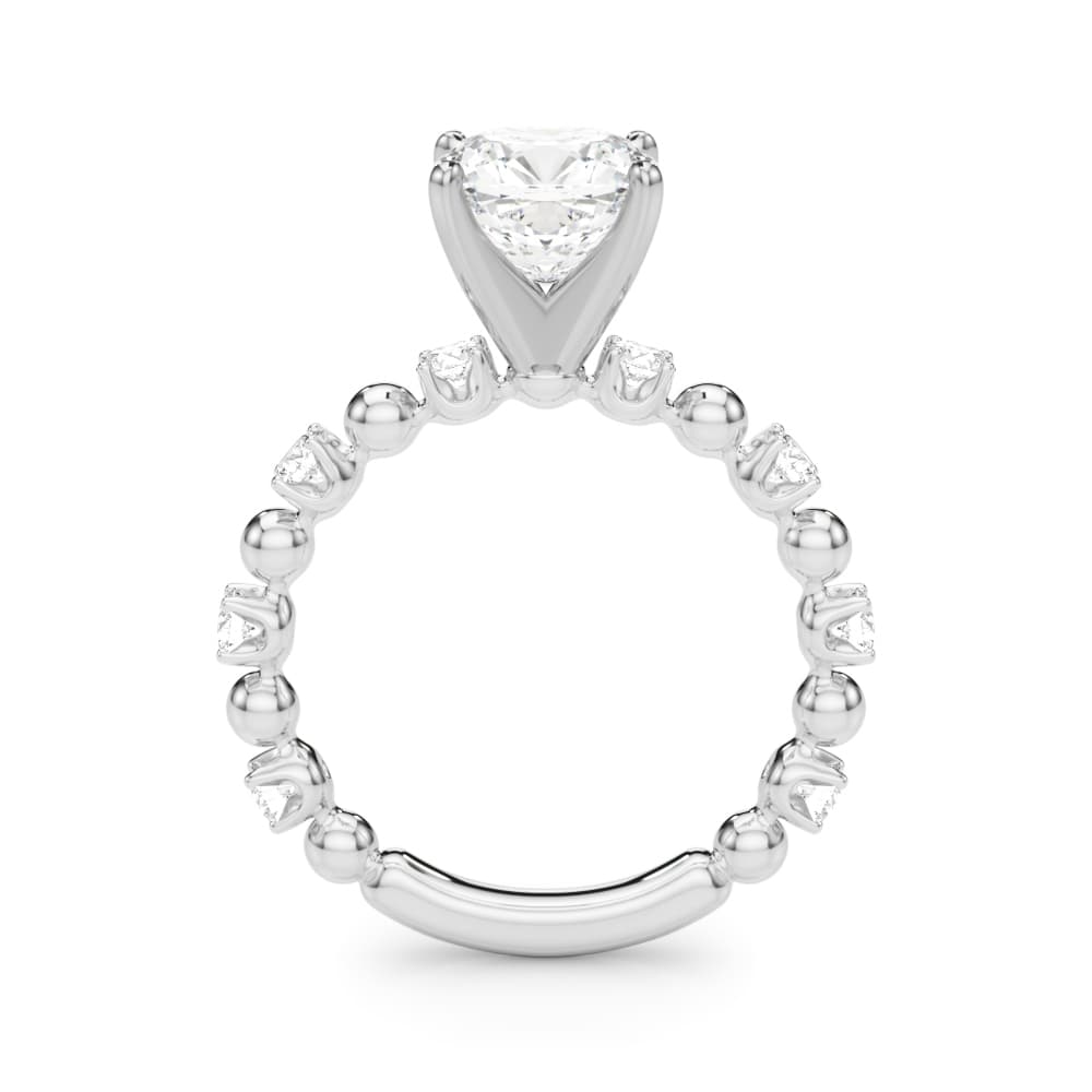 Alternating Bead & Diamond Engagement Ring, style 51309, Side view in white gold or platinum