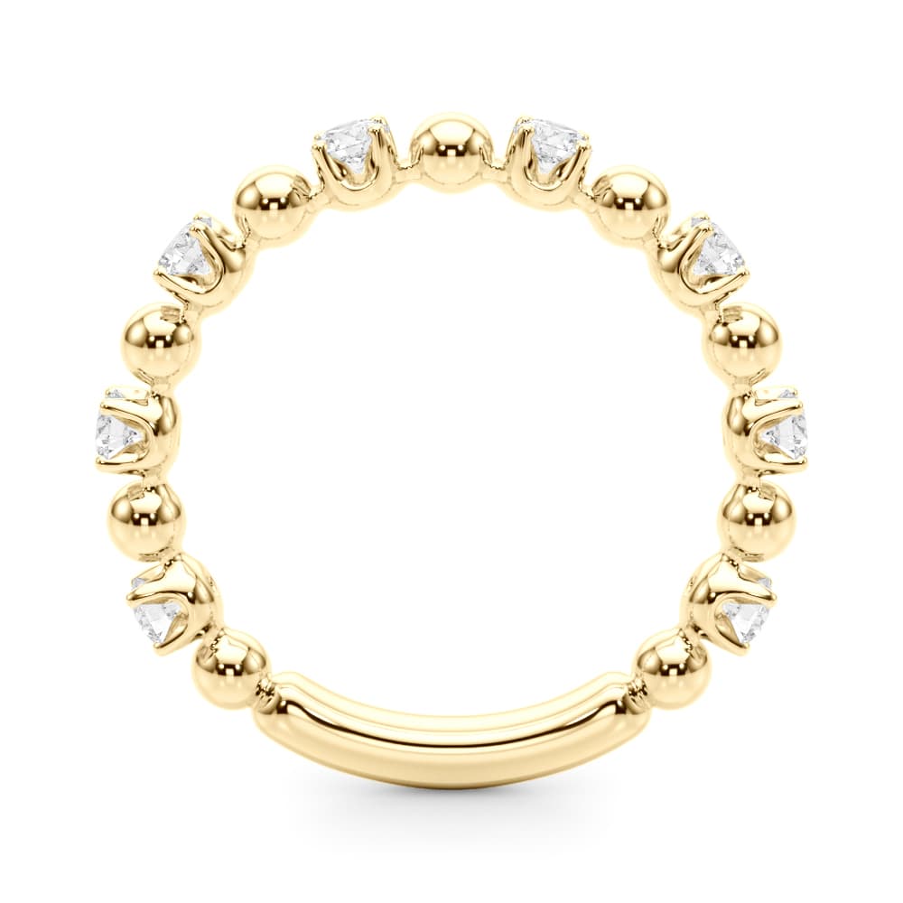 Alternating Bead & Diamond Wedding Band (0.48 ct. tw.), Side view in yellow gold