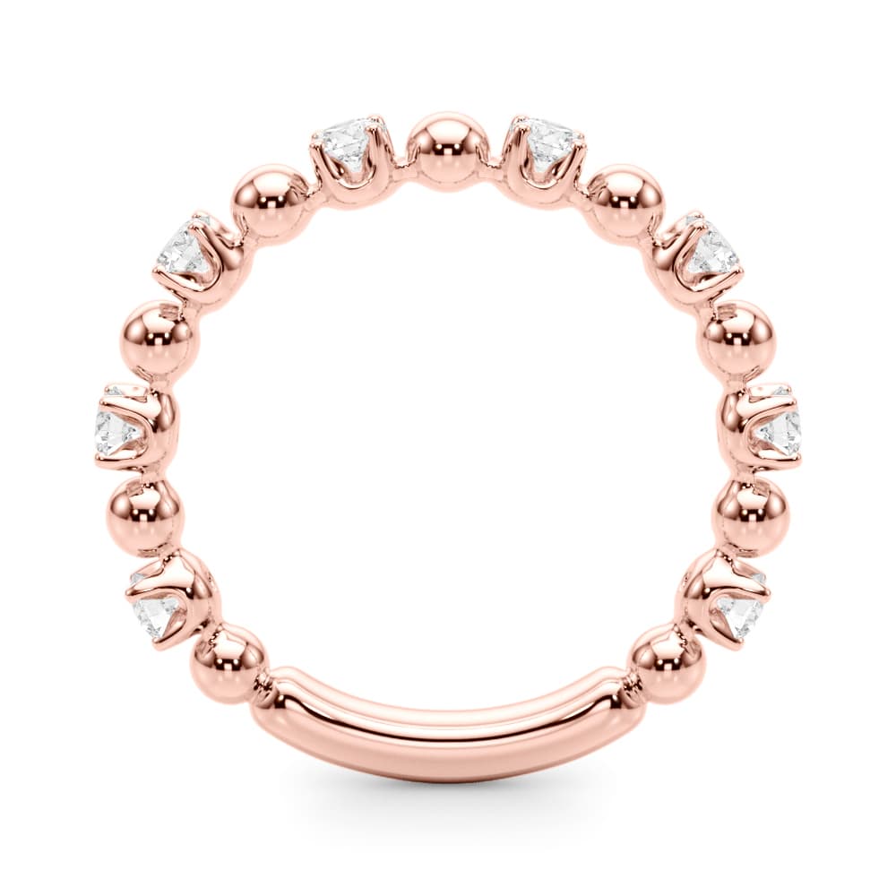Alternating Bead & Diamond Wedding Band (0.48 ct. tw.), Side view in rose gold