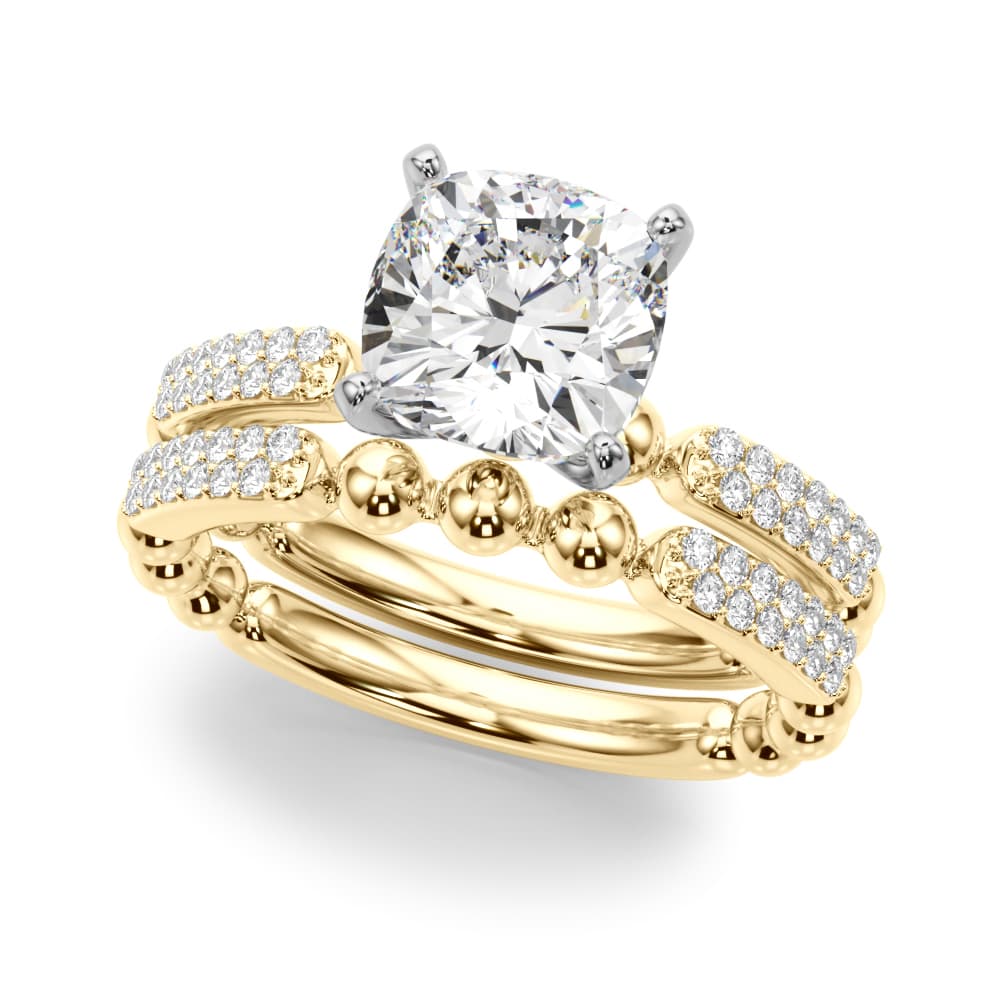 Contemporary Engagement Ring, style 51310, On hand view in yellow gold