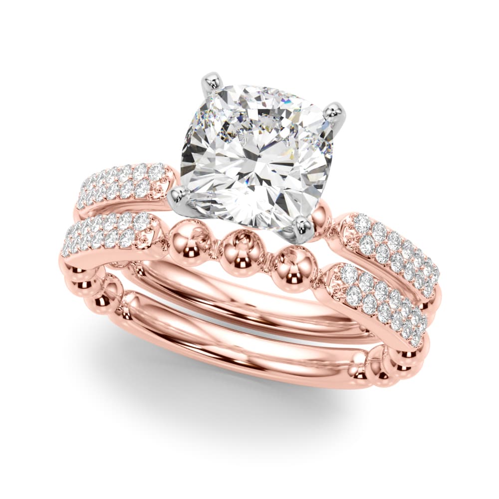 Contemporary Engagement Ring, style 51310, On hand view in rose gold