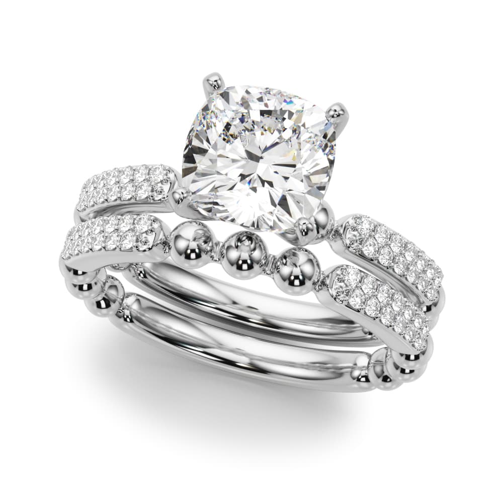 Contemporary Engagement Ring, style 51310, On hand view in white gold or platinum