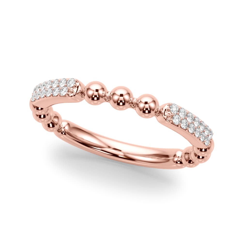 Beaded Diamond Wedding Band (1/8 ct. tw.), Front view in rose gold
