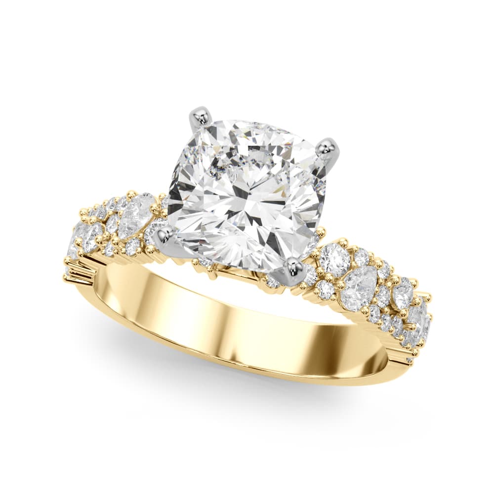 Mixed Shape Engagement Ring, style 51311, Front view in yellow gold