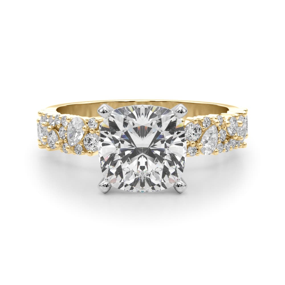 Mixed Shape Engagement Ring, style 51311, Angle view in yellow gold