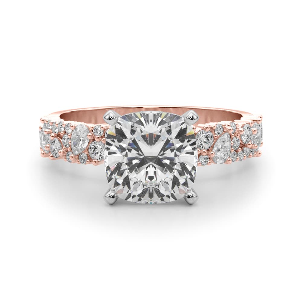 Mixed Shape Engagement Ring, style 51311, Angle view in rose gold